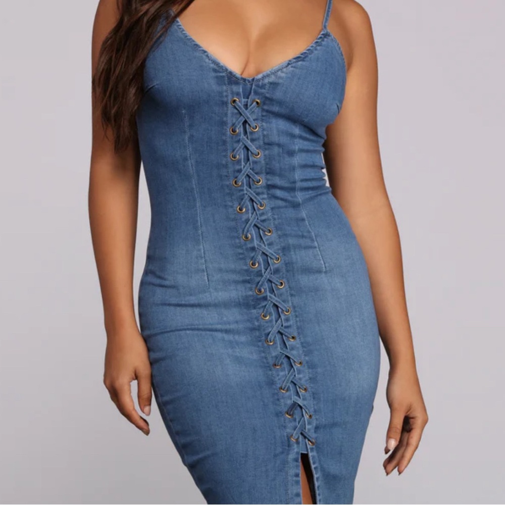 Denim Dream Mini Dress - Picture 2 of 7